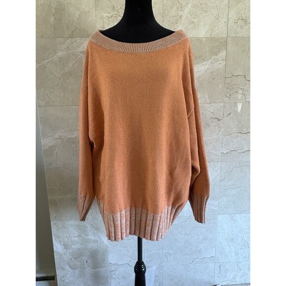 Free People Easy Street Tunic Sweater M Orange Oversized Knit Cozy Slouchy Boho - Picture 4 of 9